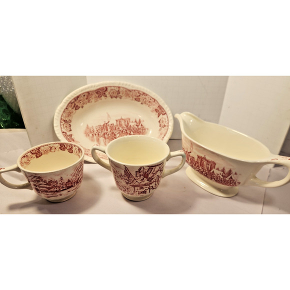 4 Homer Laughlin Historical America Lincolns Gettysburg Address Bowl/Gravy Boat+ - Picture 1 of 16